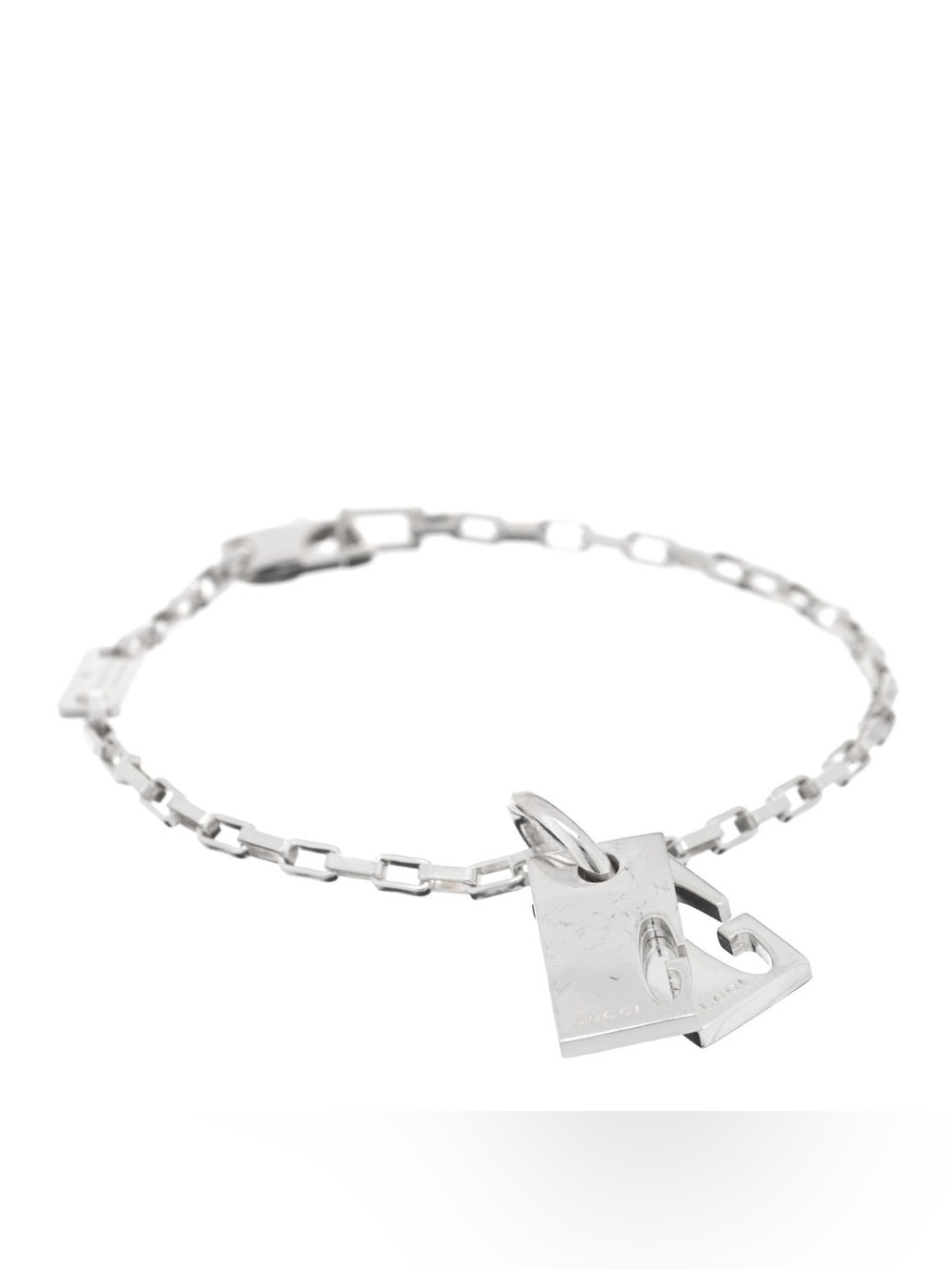 GUCCI Sterling Silver Double G Charm Bracelet